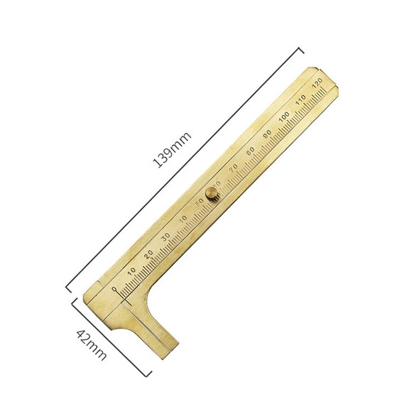 4 PCS Brass Retro Drawing Ruler Measuring Tools, Model: 0-120mm Caliper Single Scale