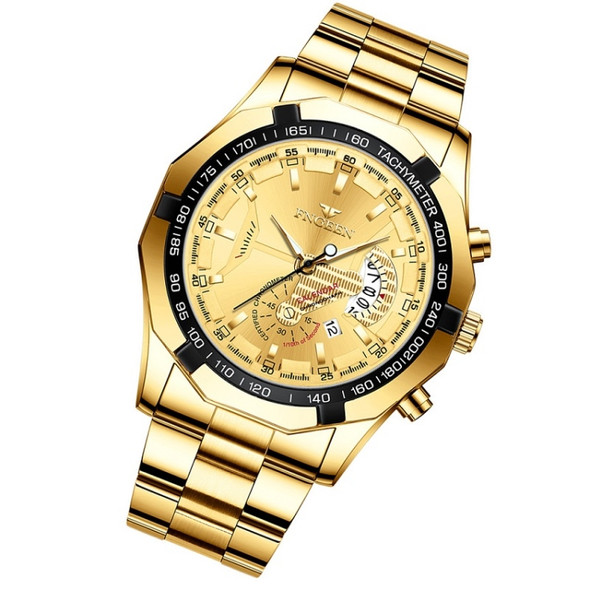 FNGEEN S001 Men Waterproof Watch Non-Mechanical Calendar Watch(Full Gold Gold Surface)