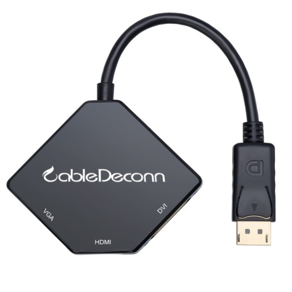 Cabledeconn B0209 4K HD TV Projection DisplayPort to HDMI+VGA+DVI Converter