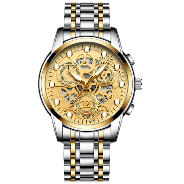 FNGEEN 4088 Men Hollow Quartz Watch Student Waterproof Luminous Watch(Gold And Gold Surface)