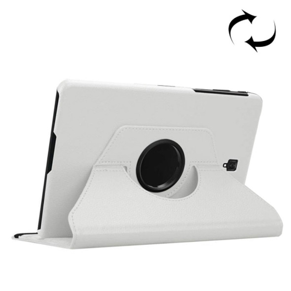 Litchi Texture Horizontal Flip 360 Degrees Rotation Leather Case for Galaxy Tab S4 10.5 T830 / T835, with Holder (White)