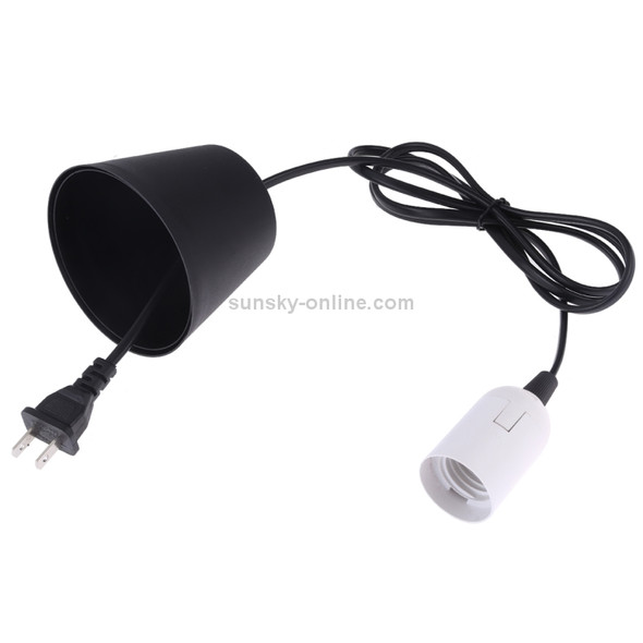 E27 Wire Cap Lamp Holder Chandelier Power Socket with Lampshade & 1.5m Extension Cable, US Plug