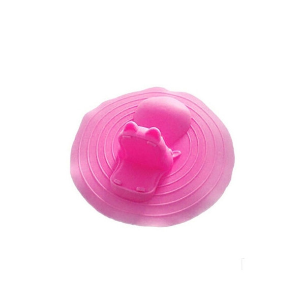 Hippo Shape Sink Strainer Filter Hair Catcher Bathtub Odor-proof Silicone Floor Drain Plug Bathroom Stopper(Rose Red)