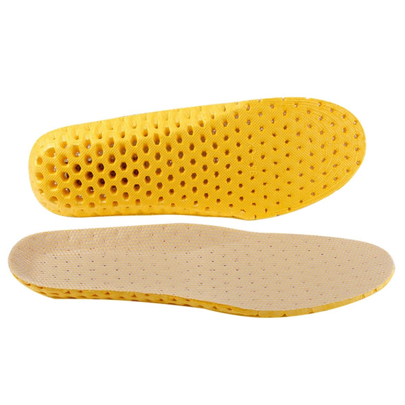 1 Pair Sports Shock Absorption Breathable Soft Thick Sweat Absorbent Insoles for Men / Women, Size: S(35-41 Yards)(Yellow)