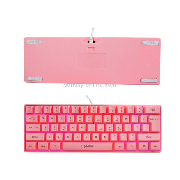 HXSJ V700 61 Keys RGB Lighting Gaming Wired Keyboard (Pink)