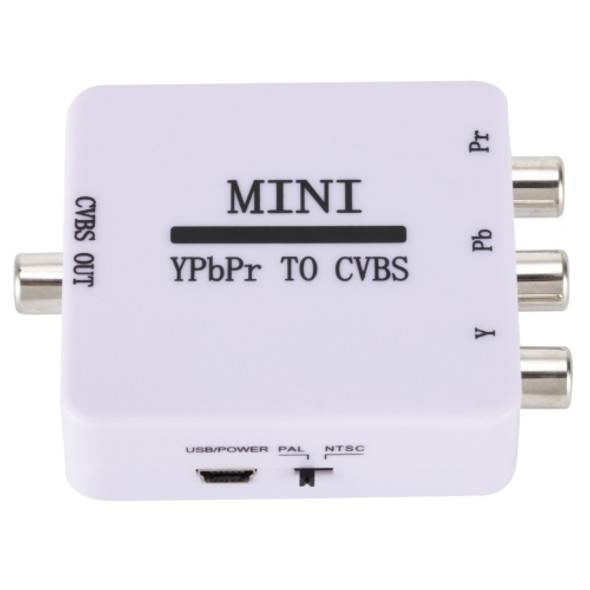 Mini YPBPR to CVBS Video Converter Component AV Adapter for TV / Projector / Monitor (White)