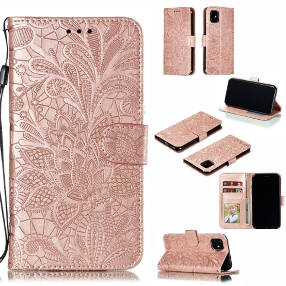 Lace Flower Horizontal Flip Leather Case with Holder & Card Slots & Wallet for iPhone 11(Rose Gold)