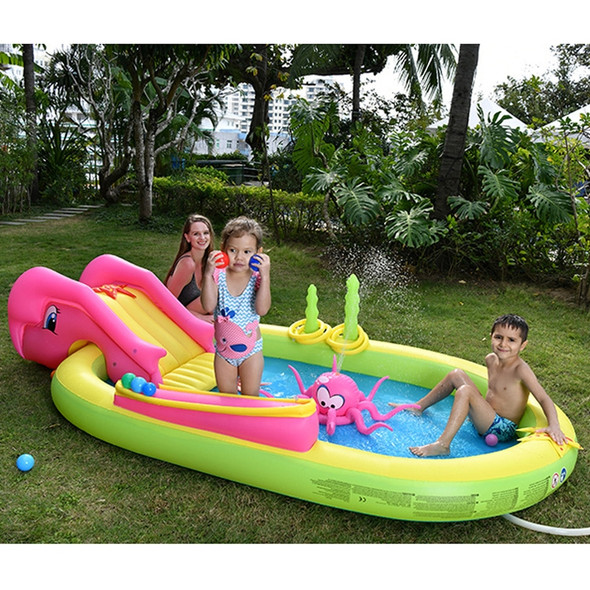 Home Large Cartoon Animal Drama Pool Water Spray Inflatable Swimming Pool Slide Pool(Seabed Animal )