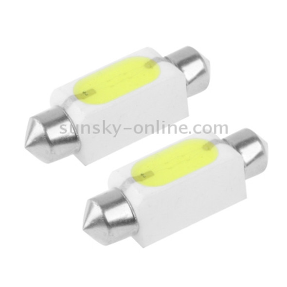 31mm 1W White Ceramic LED Car Signal Light Bulb, DC 12V (Pair)