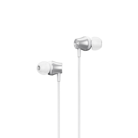 REMAX RM-202 In-Ear Stereo Metal Music Earphone with Wire Control + MIC, Support Hands-free(Silver)