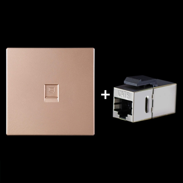 CAT.6 Shielded Pass-through Network Module, Single Port Panel + Shielded Pass-through (Gold)