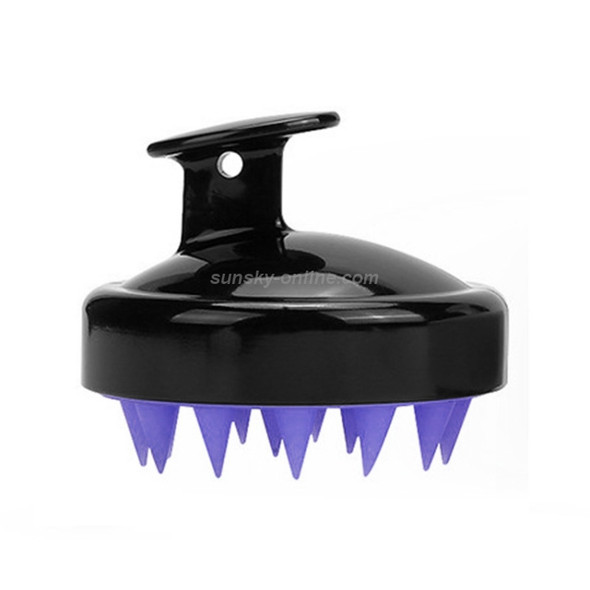 Silicone Head Scalp Massage Brush Hair Washing Scalp Cleanse Comb (Black purple)