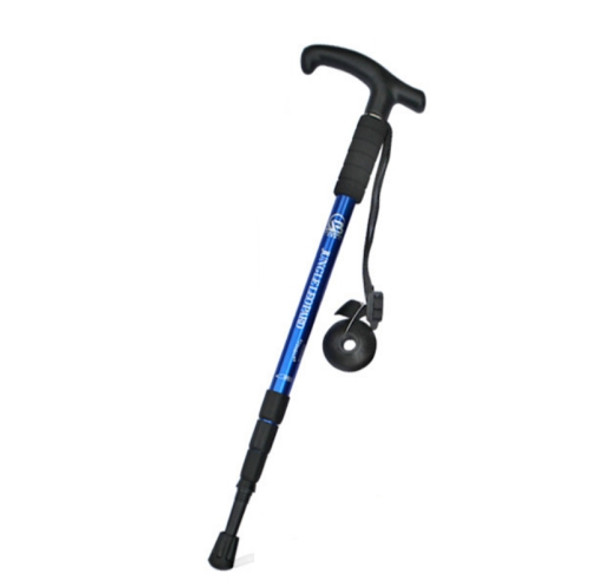 JUNGLELEOPARD Four-Section Curved Handle Aluminum Alloy Trekking Pole, Length: 52-110cm(Blue)