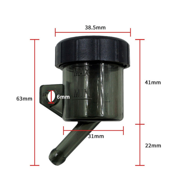 2 PCS Motorcycle Modification Accessories Off-Road Vehicle Large Displacement Straight Pump Transparent Oil Cup Brake Pump Modified Oil Pot(Oblique Black)