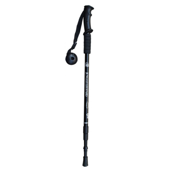 JUNGLELEOPARD 3-Section Straight Handle Aluminum Trekking Pole Multifunctional Walking Hand Crutches, Length: 66-135cm(Black)