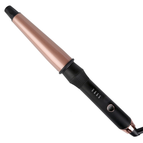 1-1.5 inch Conical Ceramic Hair Curler with Heat-resistant Gloves, UK Plug (Rose Gold)