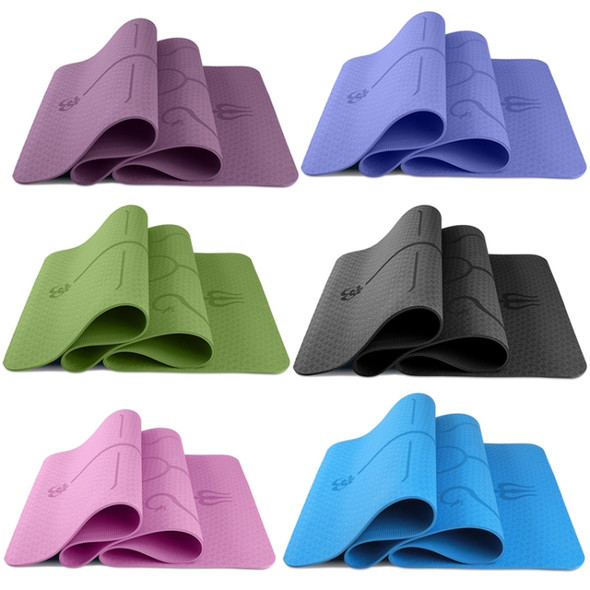 BSJ002 TPE Double Layer Two-Color Yoga Mat Fitness Mat with Body Line, Specification: 183 x 80 x 0.8cm(Deep Purple)