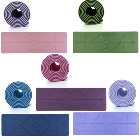 BSJ002 TPE Double Layer Two-Color Yoga Mat Fitness Mat with Body Line, Specification: 183 x 80 x 0.6cm(Bamboo Cyan + Black)