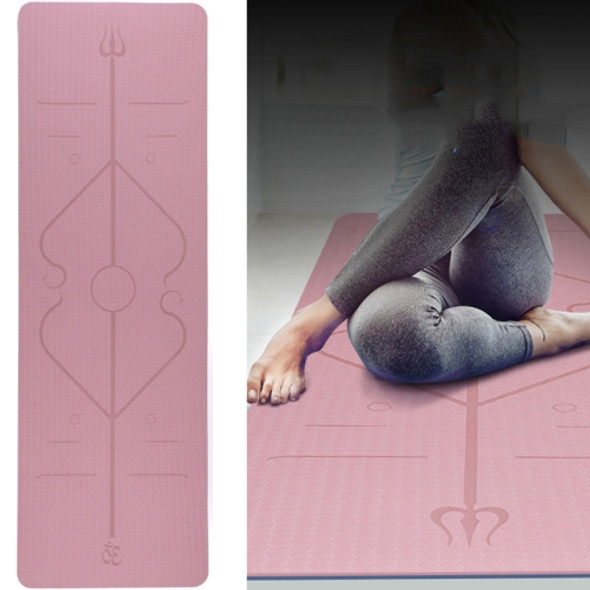 BSJ002 TPE Double Layer Two-Color Yoga Mat Fitness Mat with Body Line, Specification: 183 x 80 x 0.6cm(Cherry Blossom Pink + Blue)