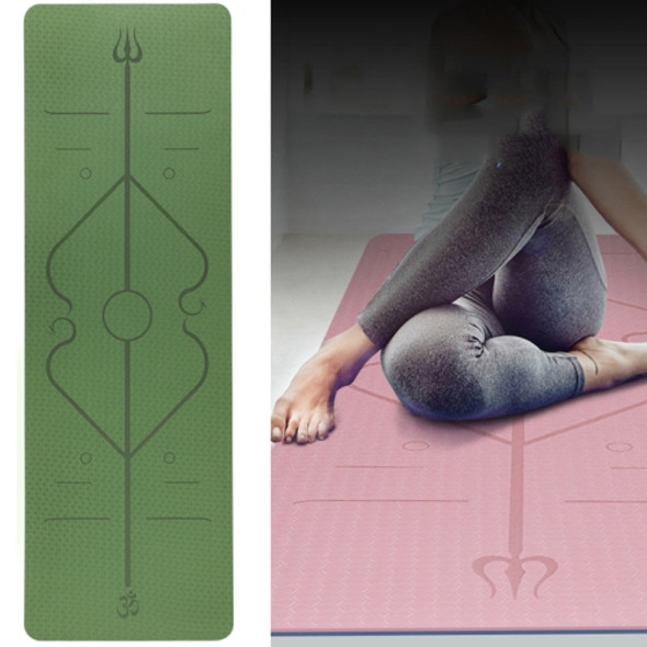 BSJ002 TPE Double Layer Two-Color Yoga Mat Fitness Mat with Body Line, Specification: 183 x 61 x 0.6cm(Bamboo Cyan + Black)