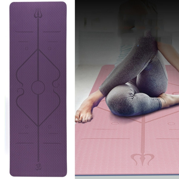 BSJ002 TPE Double Layer Two-Color Yoga Mat Fitness Mat with Body Line, Specification: 183 x 61 x 0.6cm(Deep Purple + Pink)