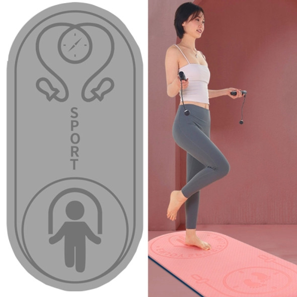 6mm Jump Rope Mat Shock Absorption and Sound Insulation Household Indoor Mute Fitness Exercise Yoga Mat(Gray + Jump Rope)