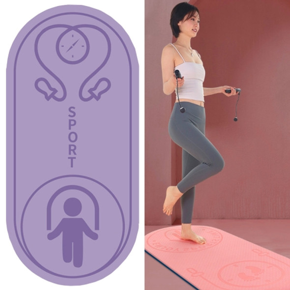 6mm Jump Rope Mat Shock Absorption and Sound Insulation Household Indoor Mute Fitness Exercise Yoga Mat(Violet + Jump Rope)