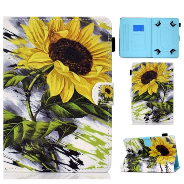 Painted Pattern TPU Horizontal Flip Leather Protective Case For Universal 8 inch(Sun Flower)