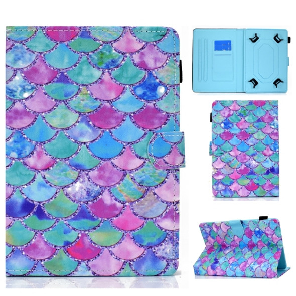 Painted Pattern TPU Horizontal Flip Leather Protective Case For Universal 8 inch(Color Fish Scales)