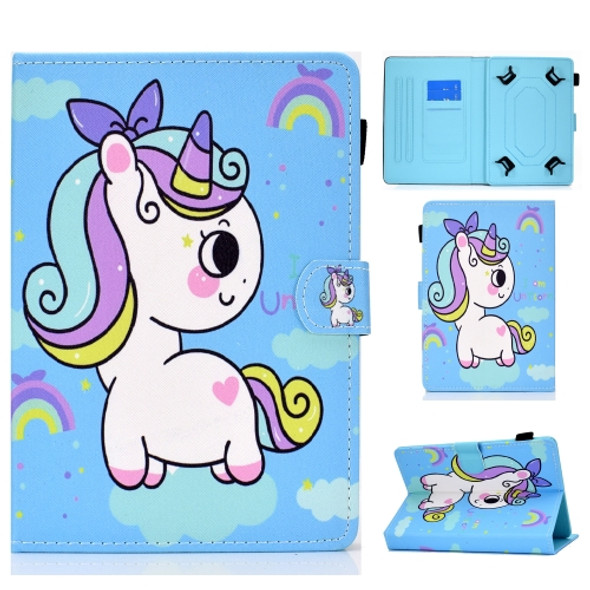 Painted Pattern TPU Horizontal Flip Leather Protective Case For Universal 8 inch(Rainbow Unicorn)