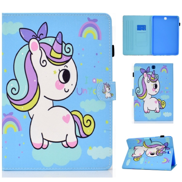 Painted Pattern TPU Horizontal Flip Leather Protective Case For Samsung Galaxy Tab A 9.7(Rainbow Unicorn)