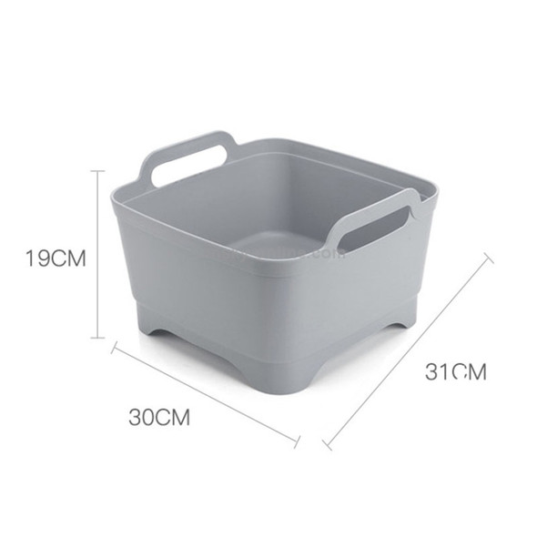 2 PCS Multifunctional Mobile Sink Kitchen Plastic Vegetable Washing Basket Fruit And Vegetable Storage Drain Basket(Dark Gray)