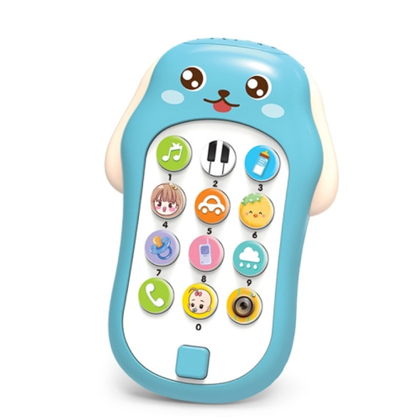 Mini Baby Cartoon Intelligent Early Education Simulation Mobile Phone Toy(Blue)