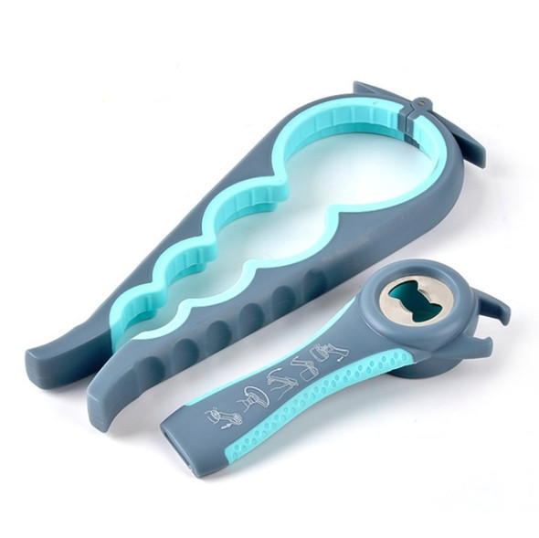 2 Sets Five-in-one Can Opener + Four-in-one Multi-function Bottle Opener Set(Blue&Gray)