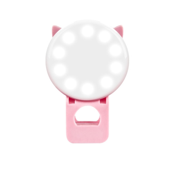 3 PCS Beauty Selfie Round Live Clip External LED Cartoon Mobile Phone Mini Fill Light(Pink)