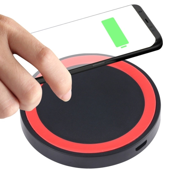 Qi Standard Wireless Charging Pad, for iPhone 8 / 8 Plus / X &  Samsung / Nokia / HTC and Other Mobile Phones (Black + Red)