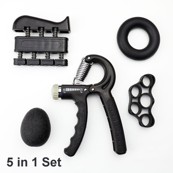 5 In 1 Counting Grip Device Fitness Adjustment Grip Device  Finger Trainer Set(Black )