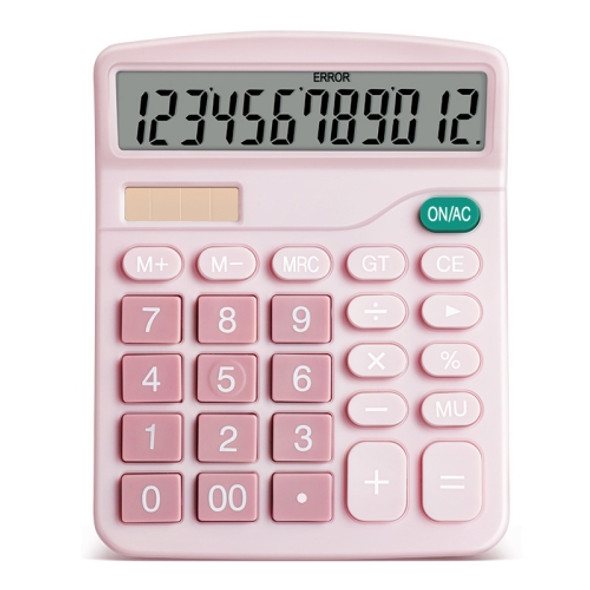 Aruida 2 PCS Solar 12-Digit Display Calculator Business Calculator For Financial Office(Pink)