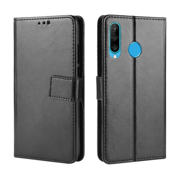 Retro Crazy Horse Texture Horizontal Flip Leather Case for Huawei Enjoy 9s (P Smart+ 2019), with Holder & Card Slots & Photo Frame(black)