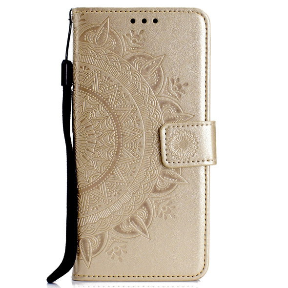 For Huawei Mate 20 Pro Totem Flower Embossed Horizontal Flip TPU + PU Leather Case with Holder & Card Slots & Wallet(Gold)