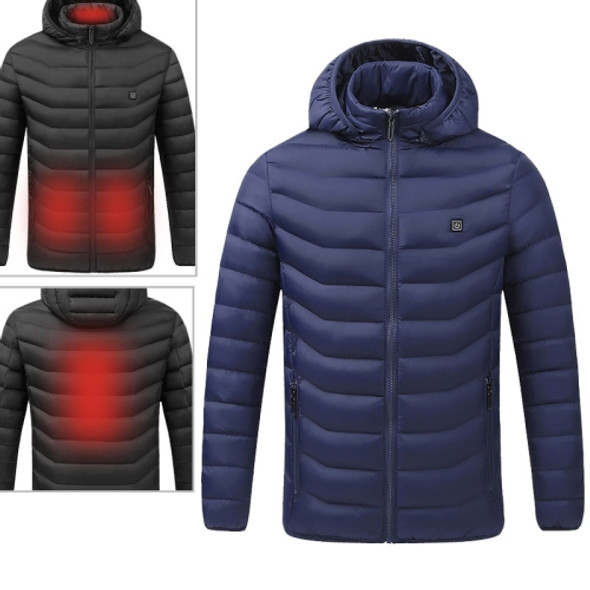 USB Heated Smart Constant Temperature Hooded Warm Coat for Men and Women (Color:Blue Size:XL)