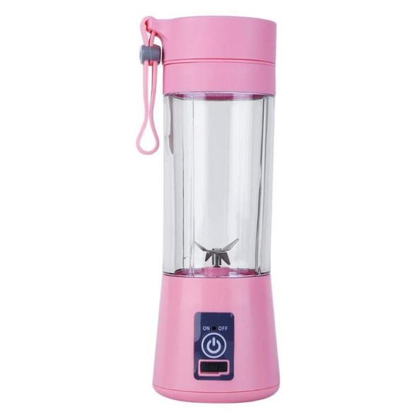 USB Rechargeable Electric Automatic Vegetable Fruit Citrus Orange Juice Maker Cup Mixer Bottle (380ML)(4 Blades Pink)