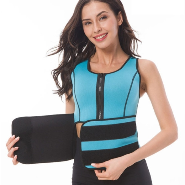 Neoprene Corset Yoga Vest Sweat Suit Postpartum Belly Belt, Size:XL(Sky Blue)