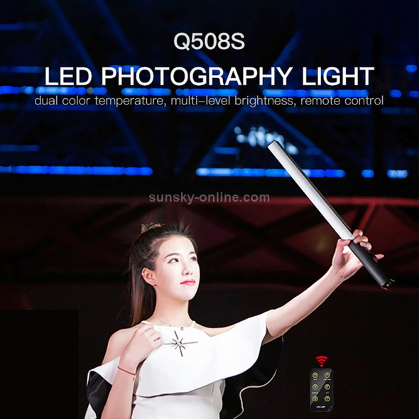 LUXCeO Q508S Dual Color Temperature 1000LM Photo LED Stick Video Light Handheld LED Fill Light Flash Lighting Lamp (Black)
