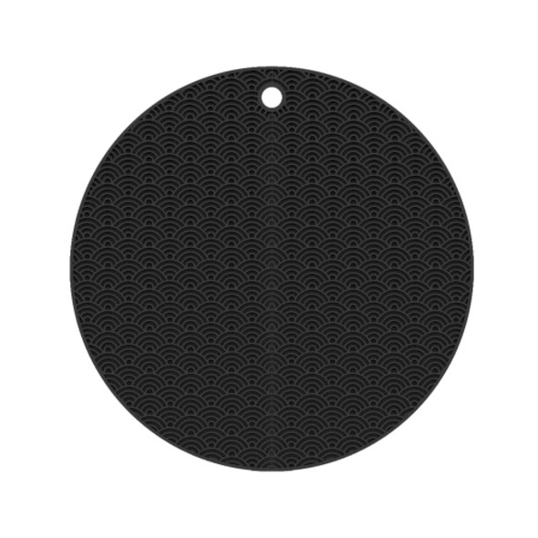 2 PCS Geometry Kitchen Silicone Pot Holder Heat Insulation Pad Round(Black)