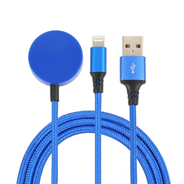 2 In 1 8 Pin + Magnetic Charging Base Multi-function Charging Cable, Length: 1m (Blue)