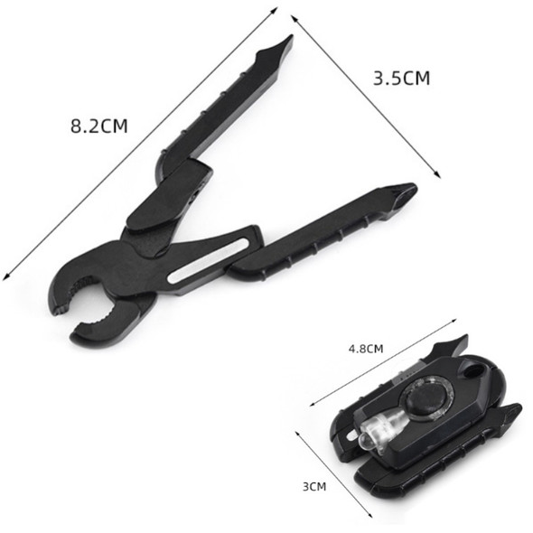 9 In1 Multifunctional Stainless Steel Folding Pliers EDC Outdoor Tools, Specification: Black Pliers + Black Light