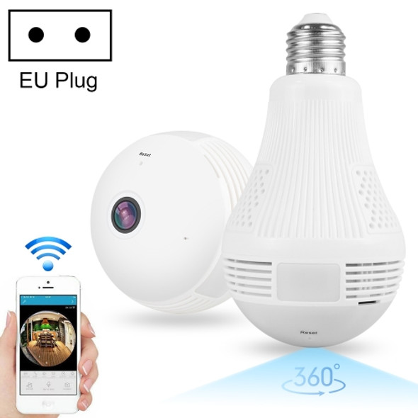 DP1 1.3 Million Pixels 360 Degrees Viewing Angle Light Bulb WiFi Camera, Support One Key Reset & TF Card & Night Vision, EU Plug