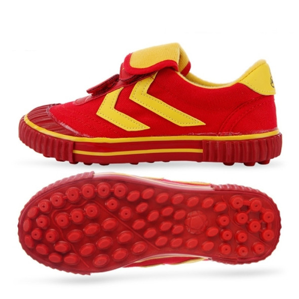 Children Soccer Shoes Antiskid Wear-Resistant Nylon Fastener Football Training Shoes, Size: 30/200(Red)