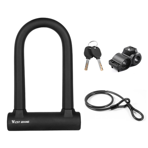 West Biking Bike Lock Motorcycle Wire Lock Anti-Hydraulic Pressure Cut Anti-Theft Lock, Specification: U-shaped Lock+Cable